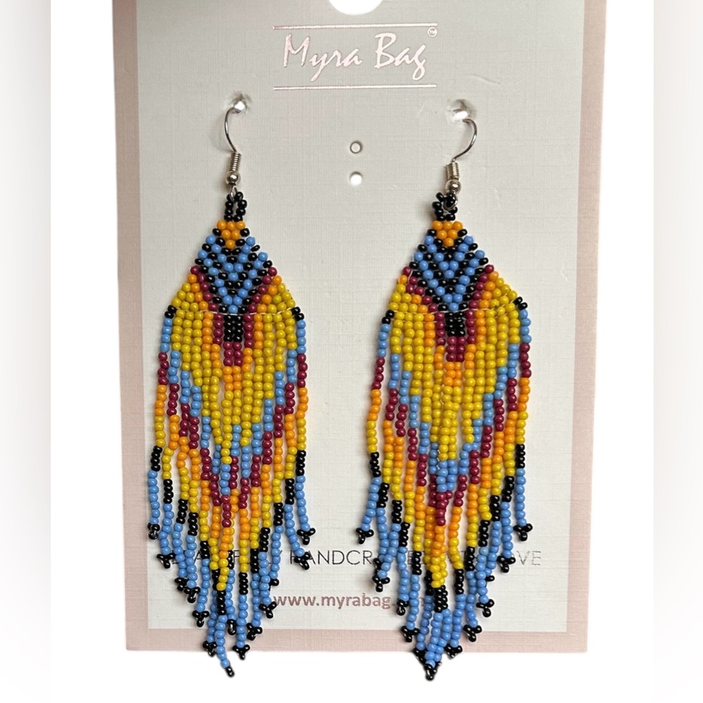 New Myra Multicolor Seed Bead Dangle Earrings